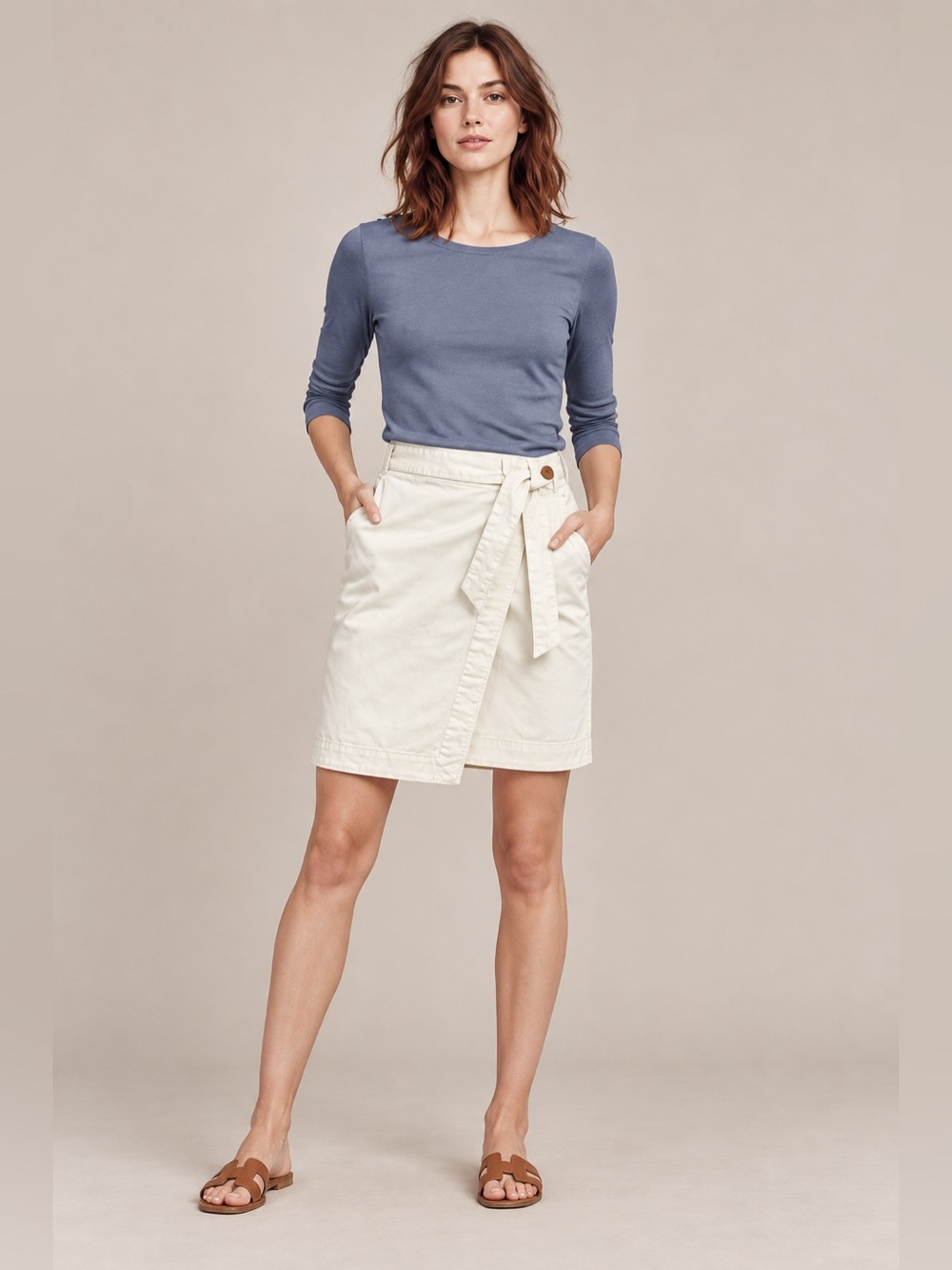 Pilcro and the Letterpress Size 0 White Cotton Wrap Skirt Tie Waist Pockets
